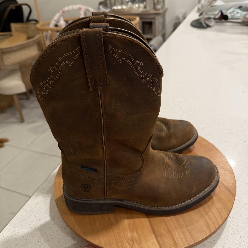 Ariat Boots Womens 9 Delilah Round Toe Western Leather Brown Work Ranch Cowgirl